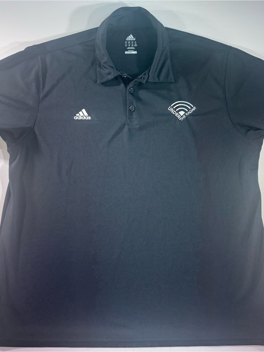 adidas Men’s Black Climalite Short Sleeve Polo Shirt, 2XL,“UNDER THE RADAR” Logo